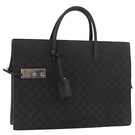 Borsa GUCCI GG Canvas Nera Argento Auth 181578