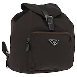 Zaino PRADA Nylon Marrone Argento Auth 180200