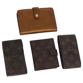 LOUIS VUITTON Portafoglio Monogram Vernis 4 Set Brown LV Auth BA13052