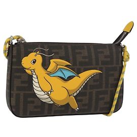 FENDI x FRGMT x POKMON Borsa Dragonfly in tela Zucca Nero Marrone Auth 167378SM