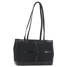 Borsa Tote SAINT LAURENT in pelle vernice nera con dettagli argento Auth bs35398