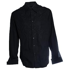 Gianfranco Ferré Ferre jeans, camisa negra con bordado en puño francés