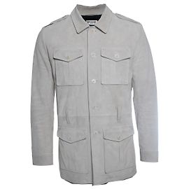 Saint Laurent, chaqueta de caza de ante beige con 4 bolsillos