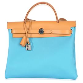 Hermès Bleu Azteque Toile Vache Hunter Herbag Zip 31 PM PHW