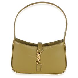 Saint Laurent Mini Le 5 A 7 Hobo aus glattem Kalbsleder in Olive