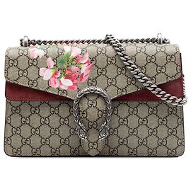 Borsa a Spalla Gucci Beige Medium GG Supreme Blooms Dionysus