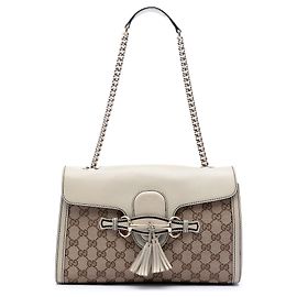 Borsa a tracolla Emily in tela GG beige di Gucci, taglia Medium