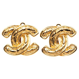 Chanel Gold CC gesteppte Clip-Ohrringe vergoldet