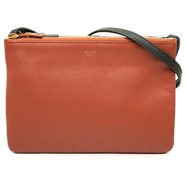 Céline Celine Orange Small Tricolor Lambskin Trio Crossbody
