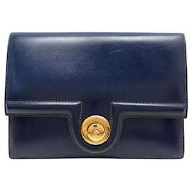 Hermès POCHETTE VINTAGE HERMES PRINCESSE IN PELLE BOX BLU NOTTE BORSA A MANO