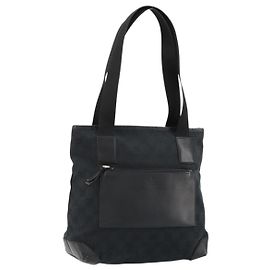 Borsa Tote GUCCI GG Canvas Nera Argento 019 0402 Auth 182358