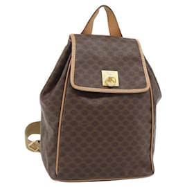 CELINE Macadam Canvas Rucksack PVC Leder Braun Gold Auth 182528A - Céline