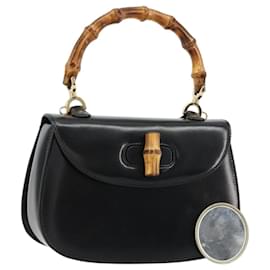 Borsa a mano GUCCI Bamboo in pelle nera e oro 000 2046 0188 Auth 182167V