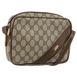 Borsa a tracolla GUCCI GG Supreme PVC Beige Oro Auth BA13033