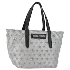Sac à main Jimmy Choo en cuir bleu clair argenté Auth BA13173