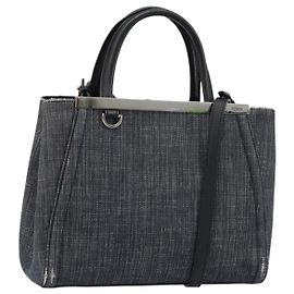Borsa FENDI 2 JOURS Denim 2way Blu Argento Auth ka4513
