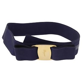 Cintura Salvatore Ferragamo Vara Ribbon in tela 29.5" Viola Oro Autentica BA13266