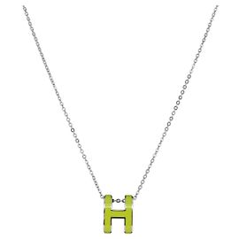 Hermès Colar HERMES Pop Ash H em metal Prata Autêntico 182551M