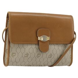 Borsa a tracolla Christian Dior in tela nido d'ape PVC Beige Oro Auth BA12951