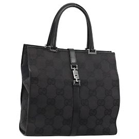GUCCI GG Canvas Tote Bag Schwarz Silber 002 1064 3444 Auth 182085A