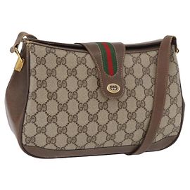Borsa GUCCI GG Supreme Web Sherry Line PVC Beige Oro 116 02 076 Auth 182380