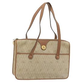 Bolsa Christian Dior Honeycomb Canvas PVC Bege Ouro Auth 171254