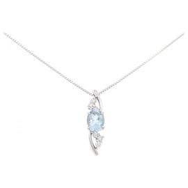 Autre Marque Aquamarin-Diamant-Halskette Au750