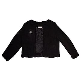 Chanel Tweed-Jacke in Schwarz mit CC-Logo
