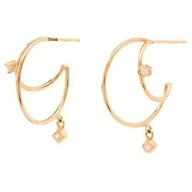 Autre Marque Zoe Chicco Orecchini a cerchio mezzaluna in oro giallo 14k e diamanti