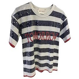 Alberta Ferretti Camiseta a rayas con lentejuelas