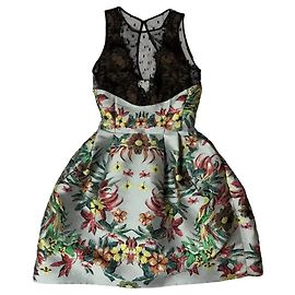 Zuhair Murad kurzes Kleid mit Blumenmuster und schwarzer Spitze