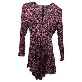 Alexandre Vauthier kurzes Seidenkleid mit rosa-schwarzem Print
