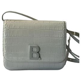 Bolso Balenciaga Le B Small en piel blanca relieve cocodrilo