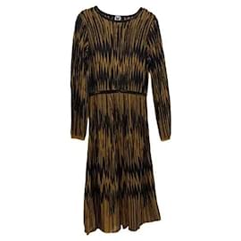 Vestido longo M Missoni estampado castanho e preto
