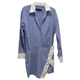 Alexandre Vauthier Blue and White Striped Shirt Dress