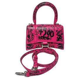 Balenciaga Hourglass XS Graffiti Handtasche Pink