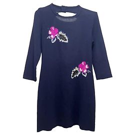 Vestido Markus Lupfer azul marino con flores