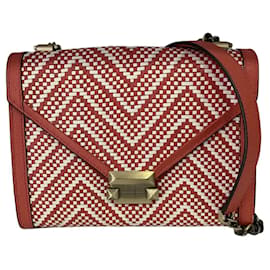 Michael Kors Whitney Borsa a tracolla in pelle e paglia - Rosso e Bianco