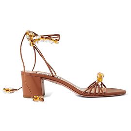 Sandali Aquazzura Very Maui 50 Pelle Marrone con Perle