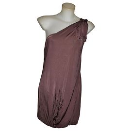 Elisabetta Franchi Vestido Corto Bronce de un Solo Hombro
