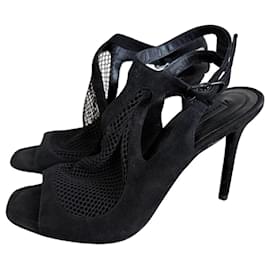 Alexander Wang Sandali con tacco in scamosciato e mesh nero