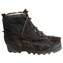 Autre Marque Stivali Après-Ski Pichette Vintage in Eco-pelliccia Nera