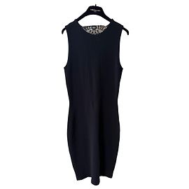 Alexander McQueen Vestido de encaje negro con espalda descubierta