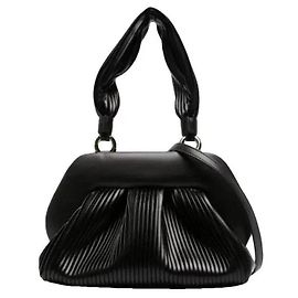 Autre Marque Themoiré Black Pleated Vegan Leather Handbag