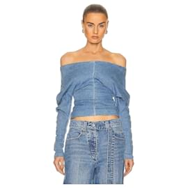 Alexander Wang Top de denim con hombros descubiertos