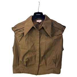 Autre Marque Camila Coelho Camicia corta in misto cotone marrone
