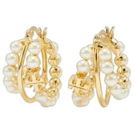 Tory Burch Orecchini a cerchio in perle e metallo dorato