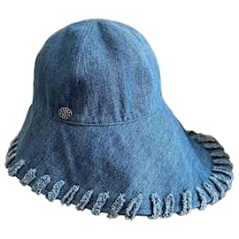 Chanel Cappello Bucket in Denim Blu Taglia 56