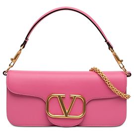 Borsa Valentino in pelle di vitello rosa Medium VLogo Loco