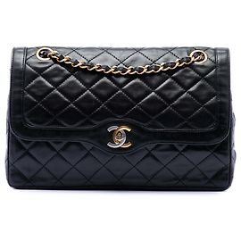 Chanel Black Limited Edition Paris in agnello trapuntato Double Flap
